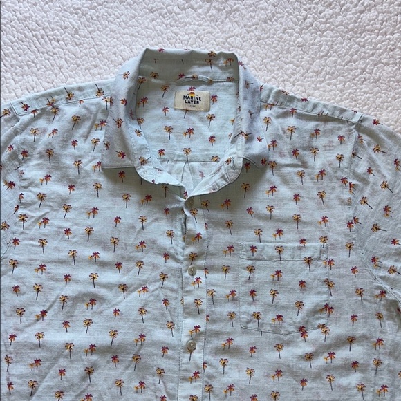 Marine Layer Sky Blue Palm Print Button Down Shirt - Picture 6 of 8